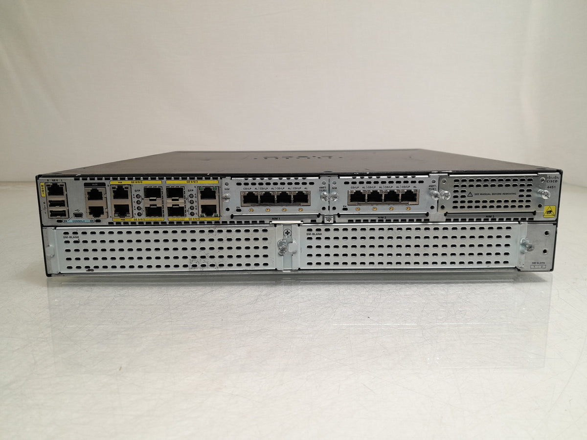 Cisco ISR4451-X/K9 V04 Router 2x NIM-4MFT-T1/E1 Voice WAN Modules