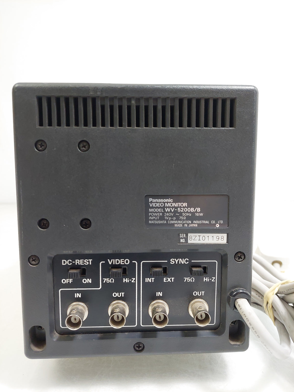 Panasonic WV-5200B/B 5in B&W CRT CCTV Video Monitor BNC 600TVL Faulty Burn-In