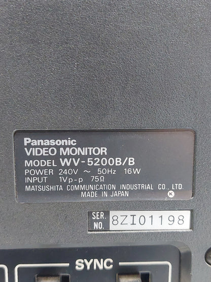 Panasonic WV-5200B/B 5in B&W CRT CCTV Video Monitor BNC 600TVL Faulty Burn-In