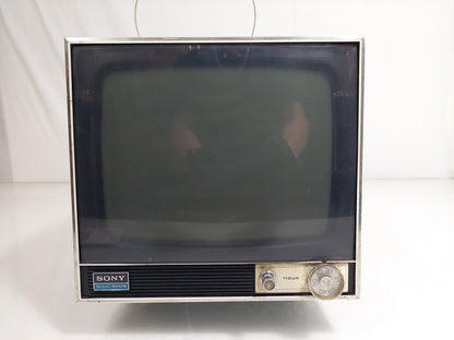 Sony TV-110UK 11in 1971 Vintage Portable B&W CRT TV UHF 12V Tested Aerial