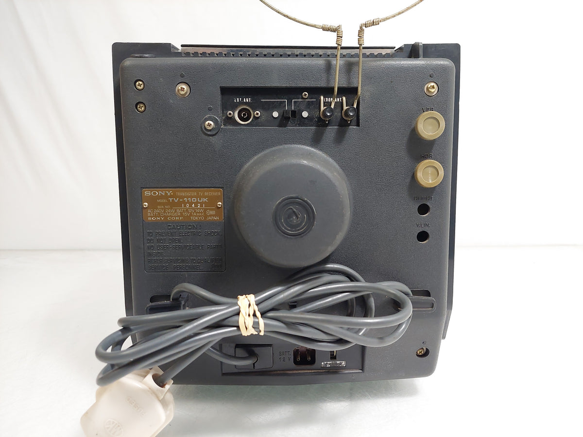 Sony TV-110UK 11in 1971 Vintage Portable B&W CRT TV UHF 12V Tested Aerial