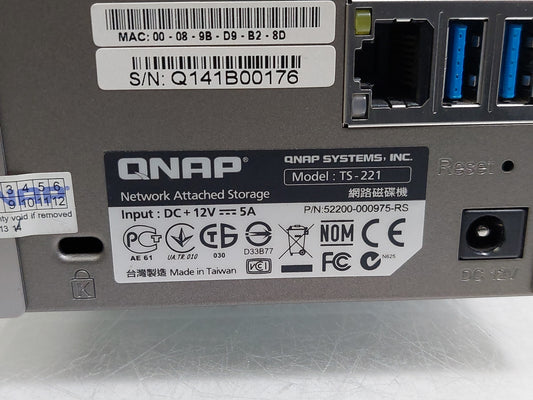QNAP TS-221 2-Bay NAS 2.0GHz 1GB DDR3 Gigabit Ethernet USB 3.0 No HDDs