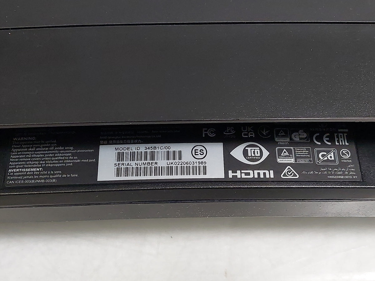 Philips 345B1C/00 34in 3440x1440 100Hz Curved VA Monitor HDMI DP No Stand