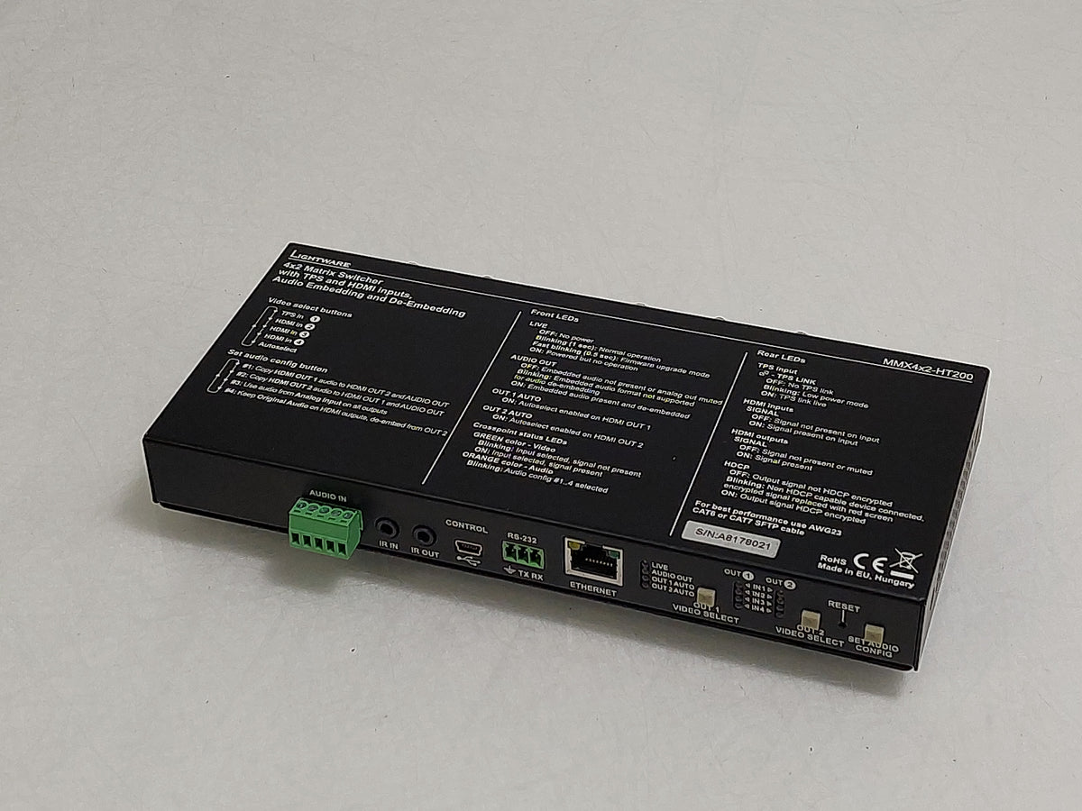 Lightware MMX4x2-HT200 4x2 4K HDMI HDBaseT Matrix Switcher PSU Power Tested