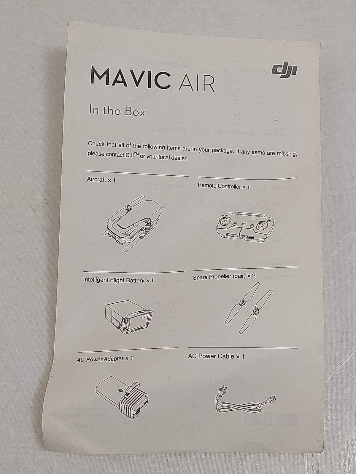 DJI Mavic Air 4K Drone Bundle Controller Charger Cracked Casing Sensor Fault