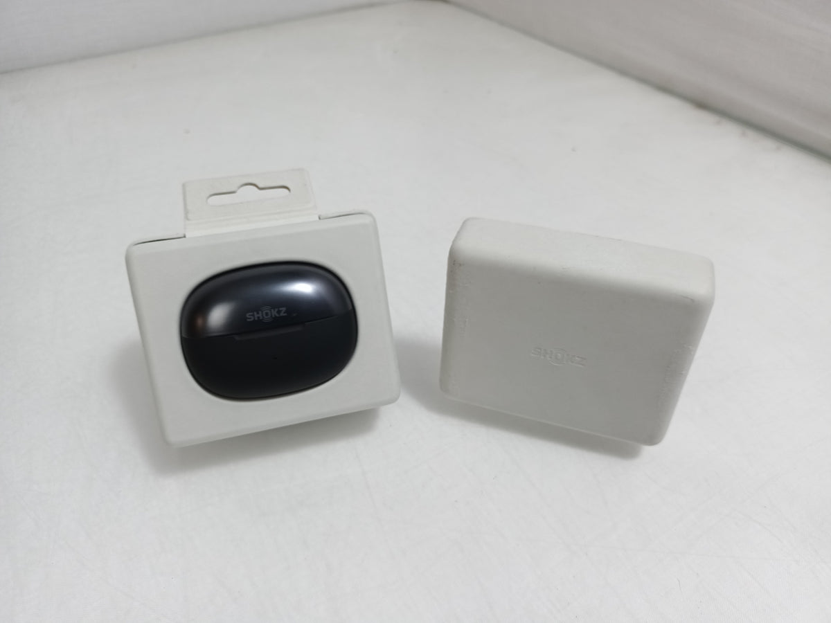 Shokz OpenDots ONE E310 Open-Ear Bluetooth Earbuds Black Charging Case Box
