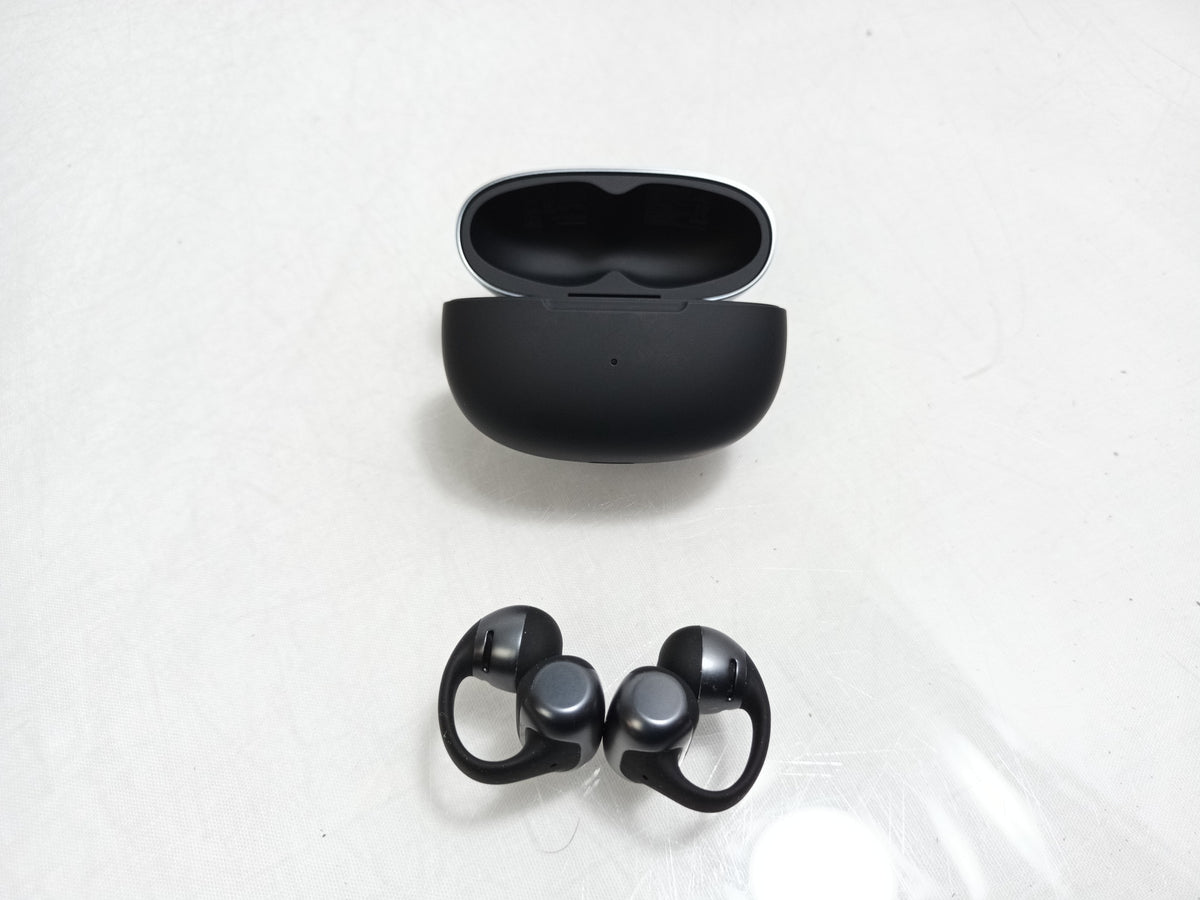 Shokz OpenDots ONE E310 Open-Ear Bluetooth Earbuds Black Charging Case Box