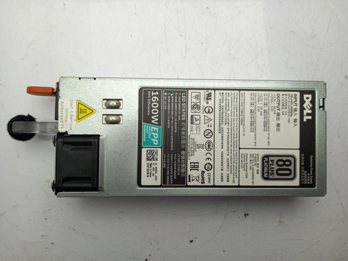Dell PowerEdge R730 R740 R830 R840 R940 T640 1600W Server Power Supply 0D5W1N