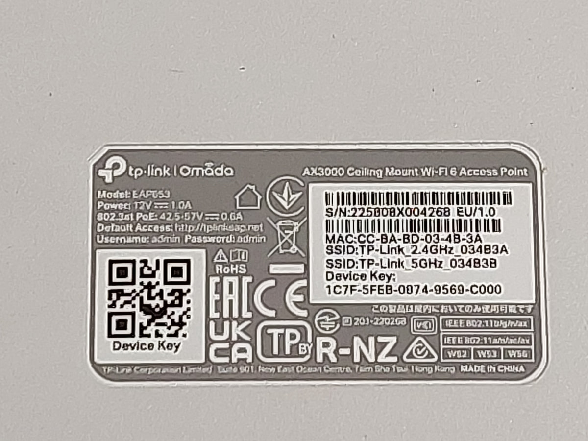TP-Link Omada EAP653 AX3000 WiFi 6 PoE+ Ceiling Mount Wireless Access Point