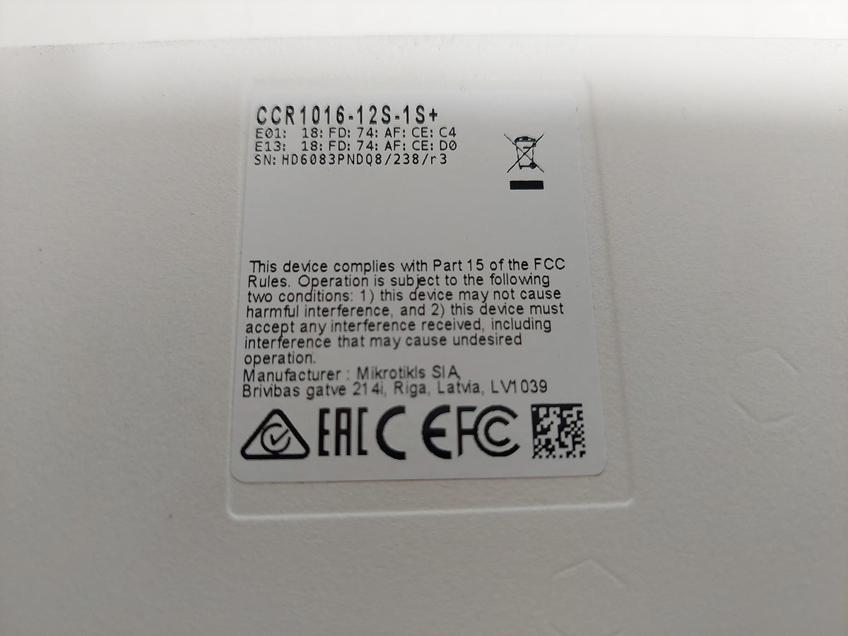 MikroTik Cloud Core Router CCR1016-12S-1S+