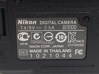 Nikon D3100 DSLR 18-55mm VR Lens 16GB Charger 8441 Shots Possible Focus Issue