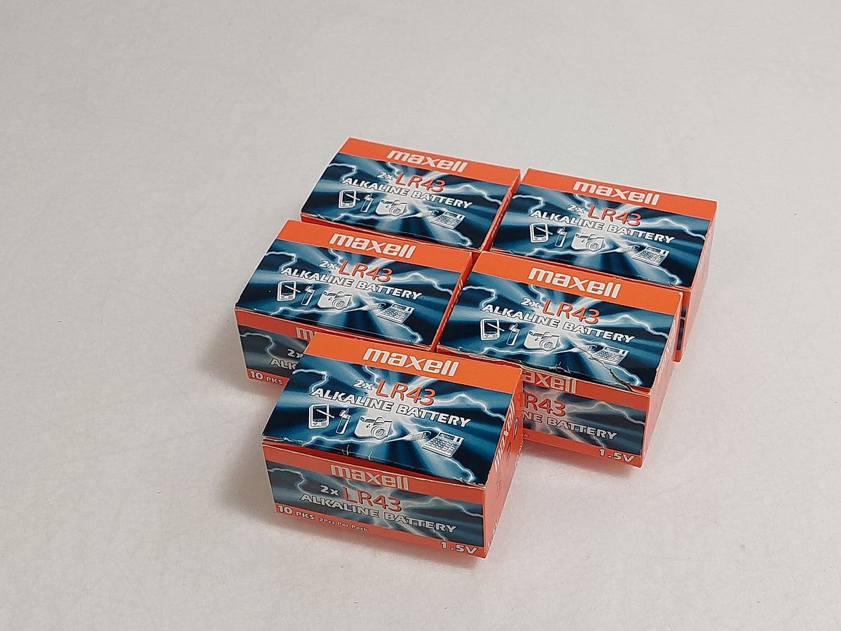 Maxell LR43 AG12 1.5V Alkaline Button Cell Batteries 100 Pack New