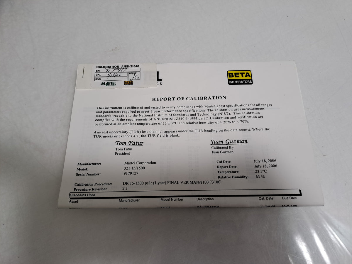 Martel BetaGauge 321 Dual Sensor Pressure Calibrator RTD 4-20mA Tested Kit