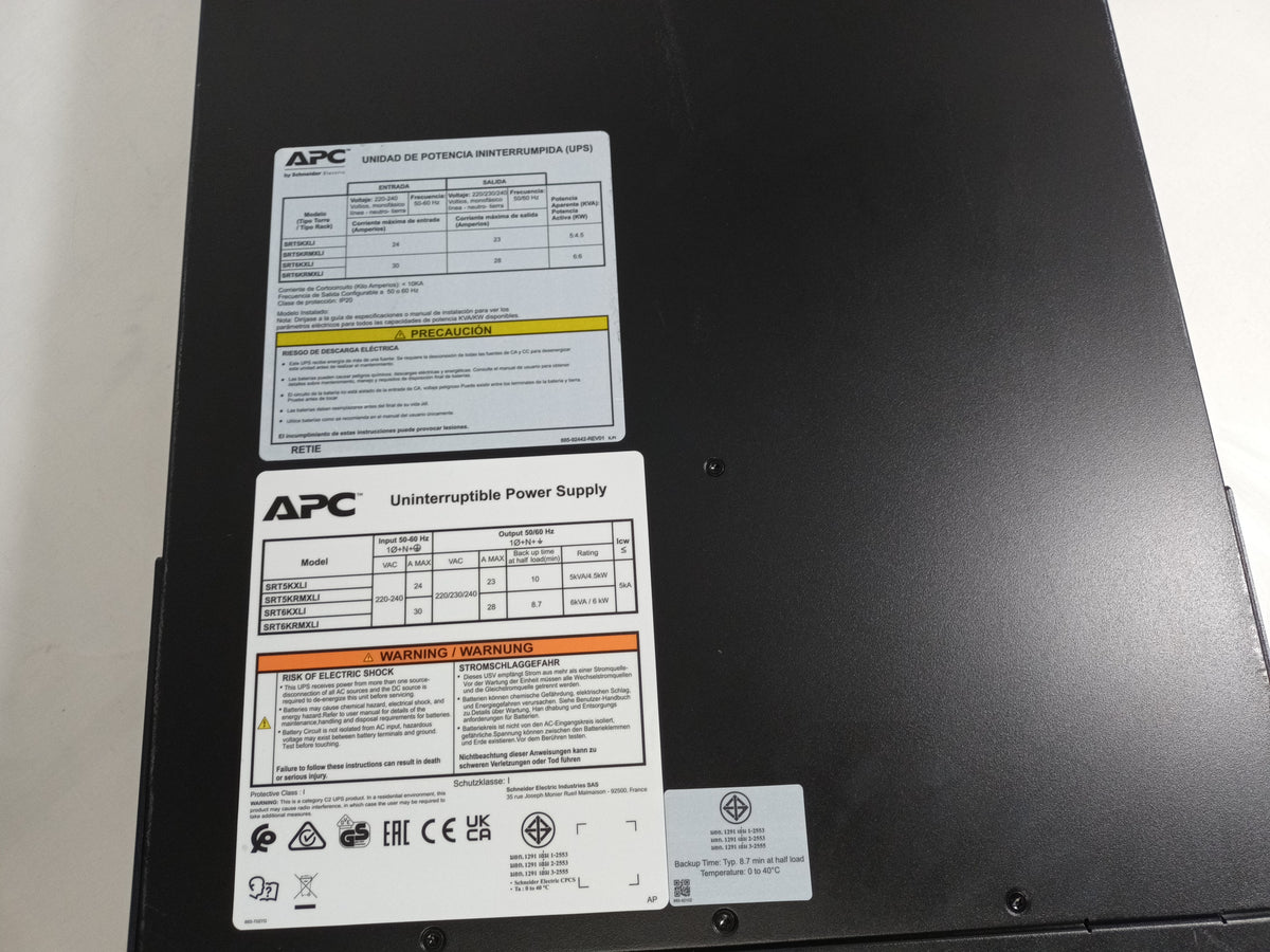 APC SRT6KXLI Smart-UPS 6kVA 6kW 230V Online Rack/Tower UPS With Batteries