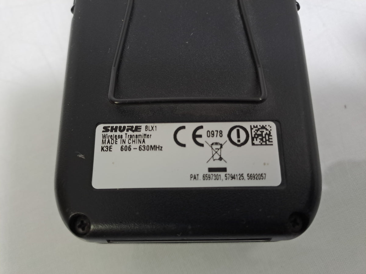 Shure BLX1 K3E 606-630MHz UHF Bodypack Transmitter Power Tested No Batteries