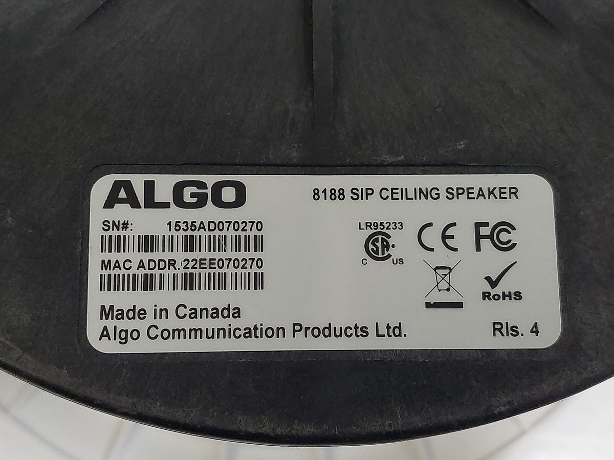 Algo 8188 SIP PoE IP Ceiling Speaker 6.5in Paging Talkback Multicast Tested