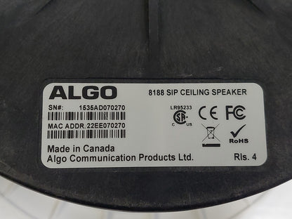 Algo 8188 SIP PoE IP Ceiling Speaker 6.5in Paging Talkback Multicast Tested