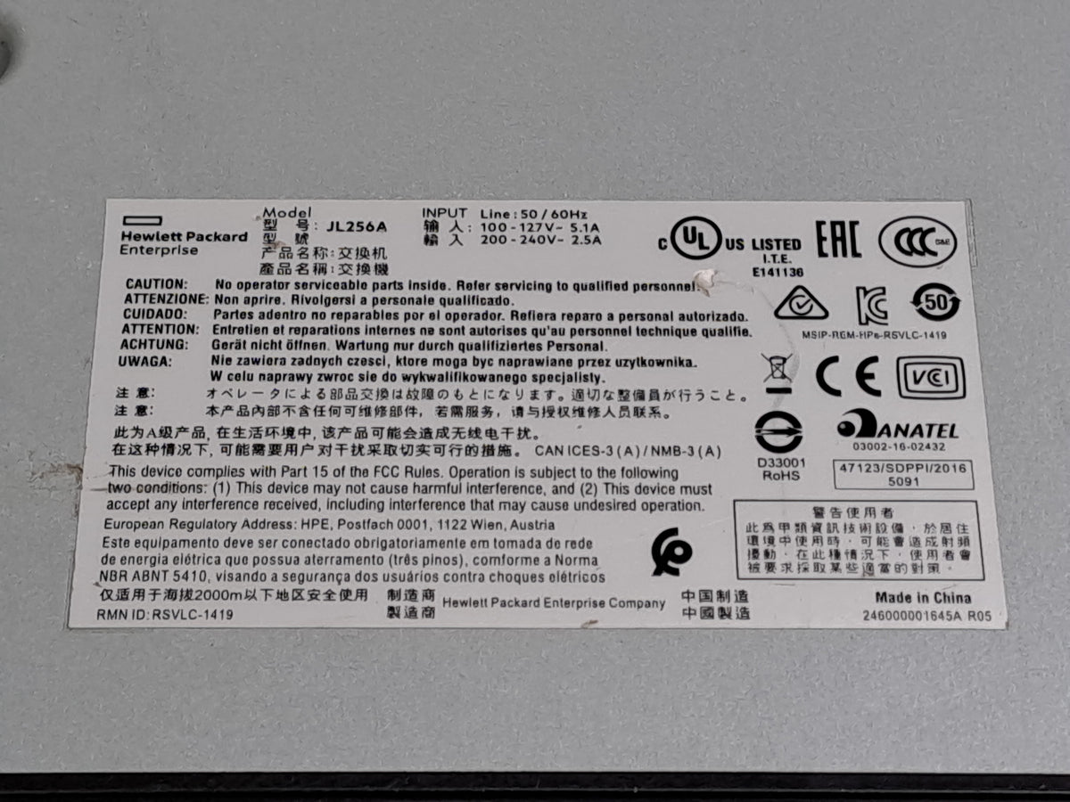 HP Aruba 2930F JL256A 48 Port Gigabit PoE+ 4 SFP+ Switch