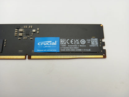 Crucial 16GB DDR5 5600 MHz PC5-44800 Desktop RAM Module CT16G56C46U5.M8D1
