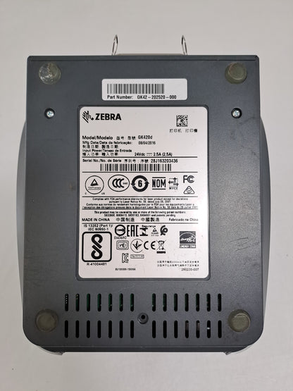 Zebra GK420d 4in 203dpi Direct Thermal Barcode Label Printer Tested No PSU
