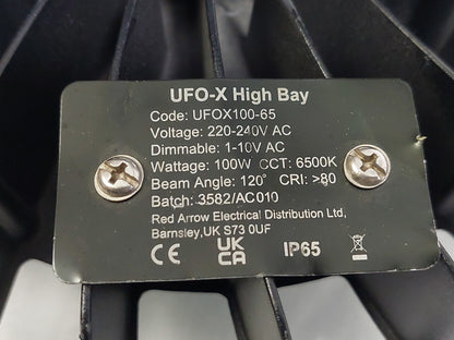 Red Arrow UFO-X UFOX100-65 100W 6500K 13000lm IP65 Dimmable LED High Bay