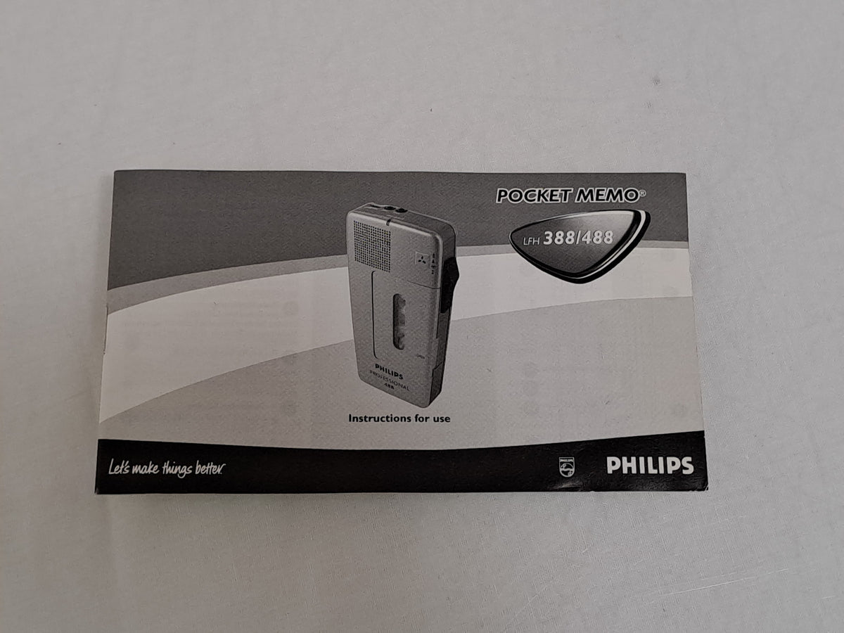 Philips LFH488 Pocket Memo Cassette Dictaphone Recorder Mic Cases Power Tested