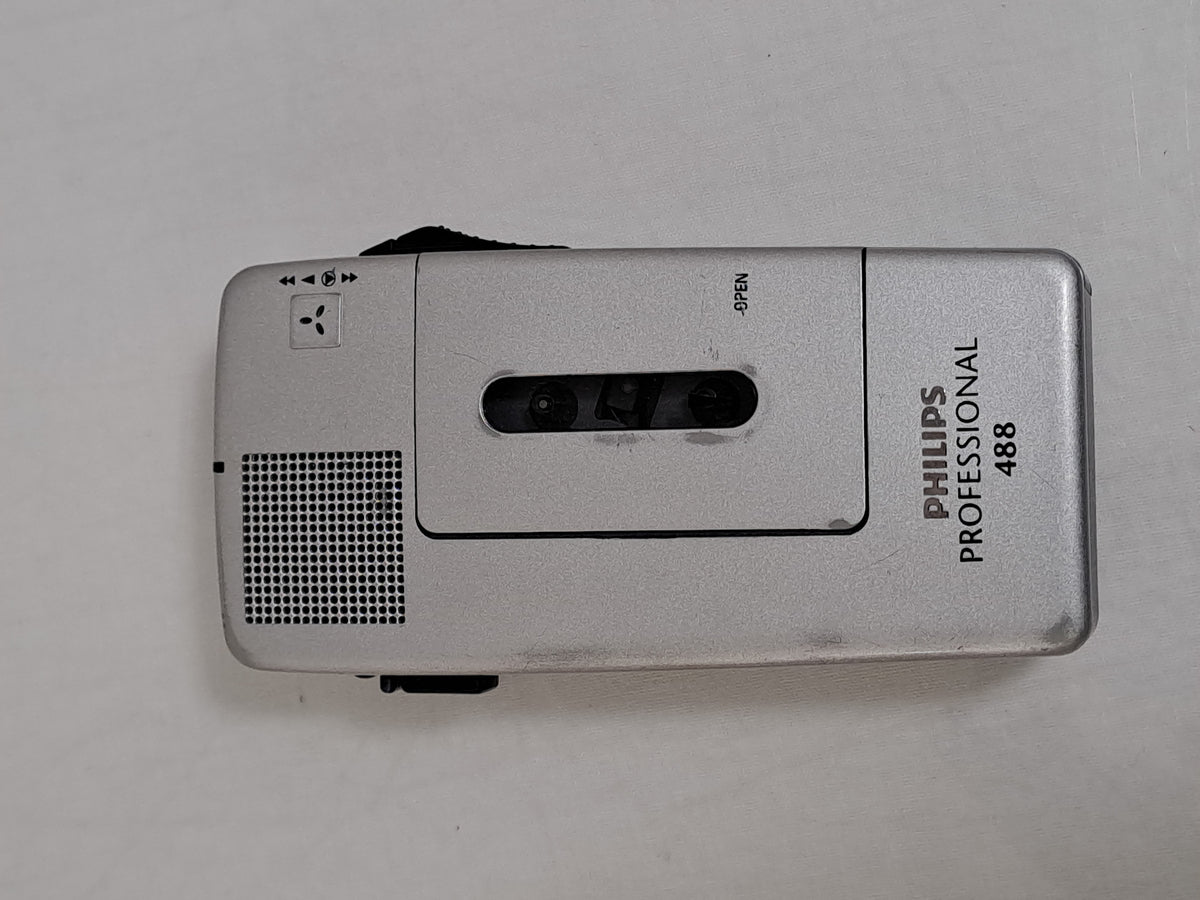 Philips LFH488 Pocket Memo Cassette Dictaphone Recorder Mic Cases Power Tested