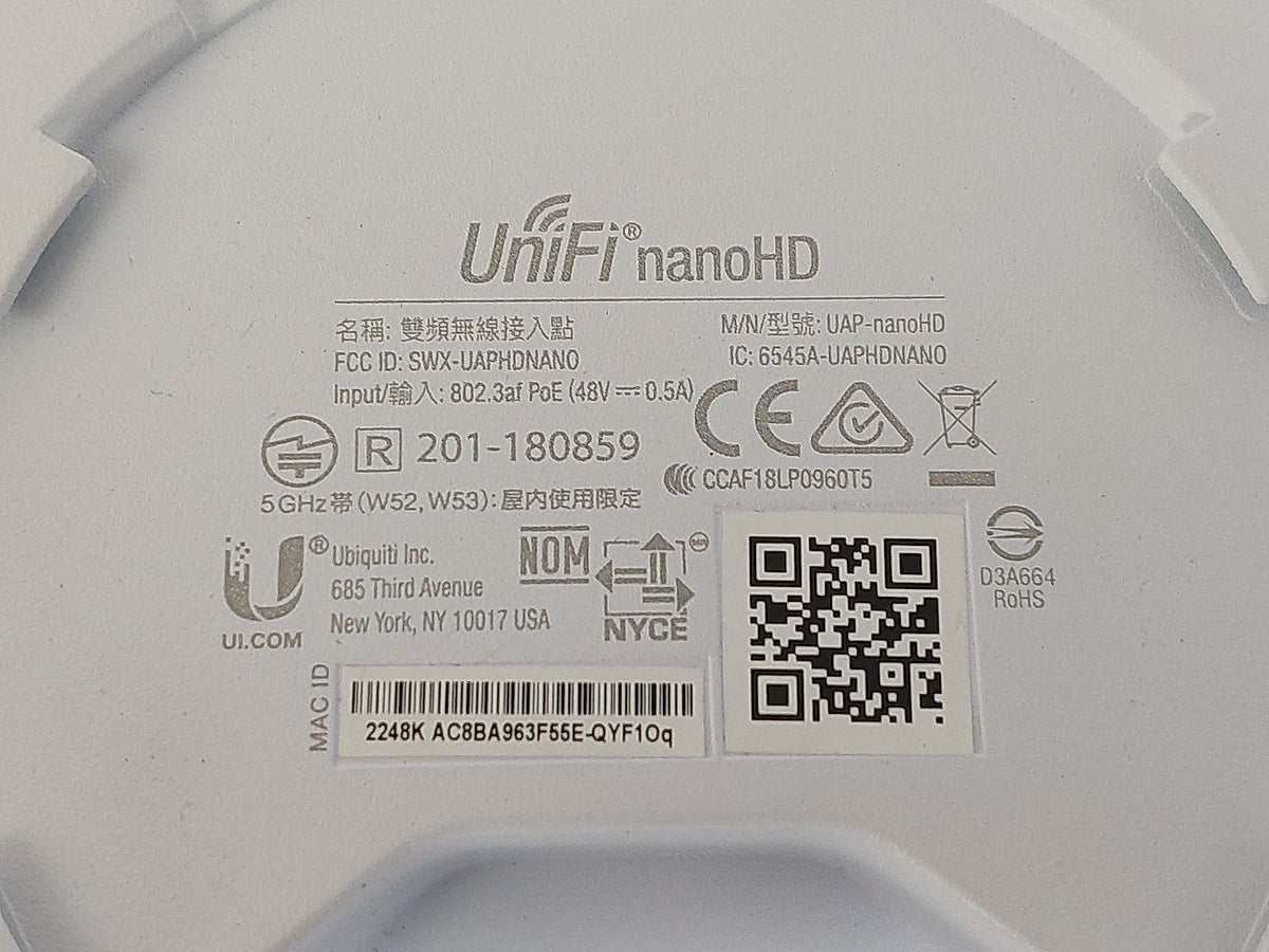 Ubiquiti UniFi UAP-nanoHD 1733Mbps 4x4 MU-MIMO PoE Wireless AP No PSU