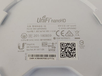 Ubiquiti UniFi UAP-nanoHD 1733Mbps 4x4 MU-MIMO PoE Wireless AP No PSU