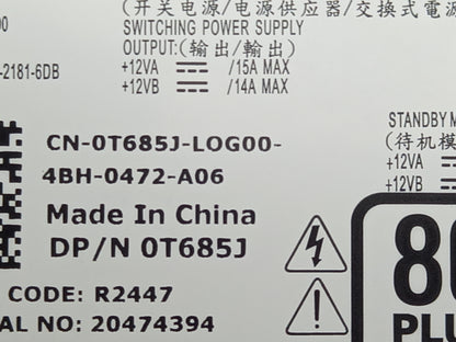 Dell 180W 80 Plus Bronze Power Supply 0T685J T685J
