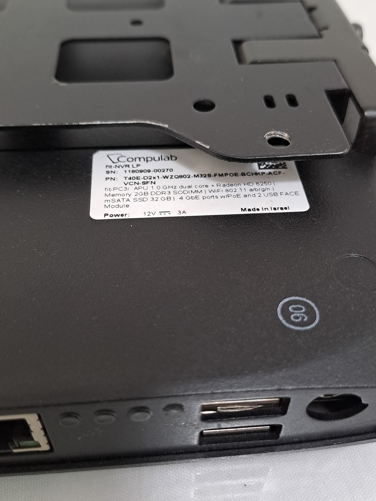 CompuLab fit-PC3i G-T40E 2GB 4-Port PoE Fanless Mini PC PSU No SSD