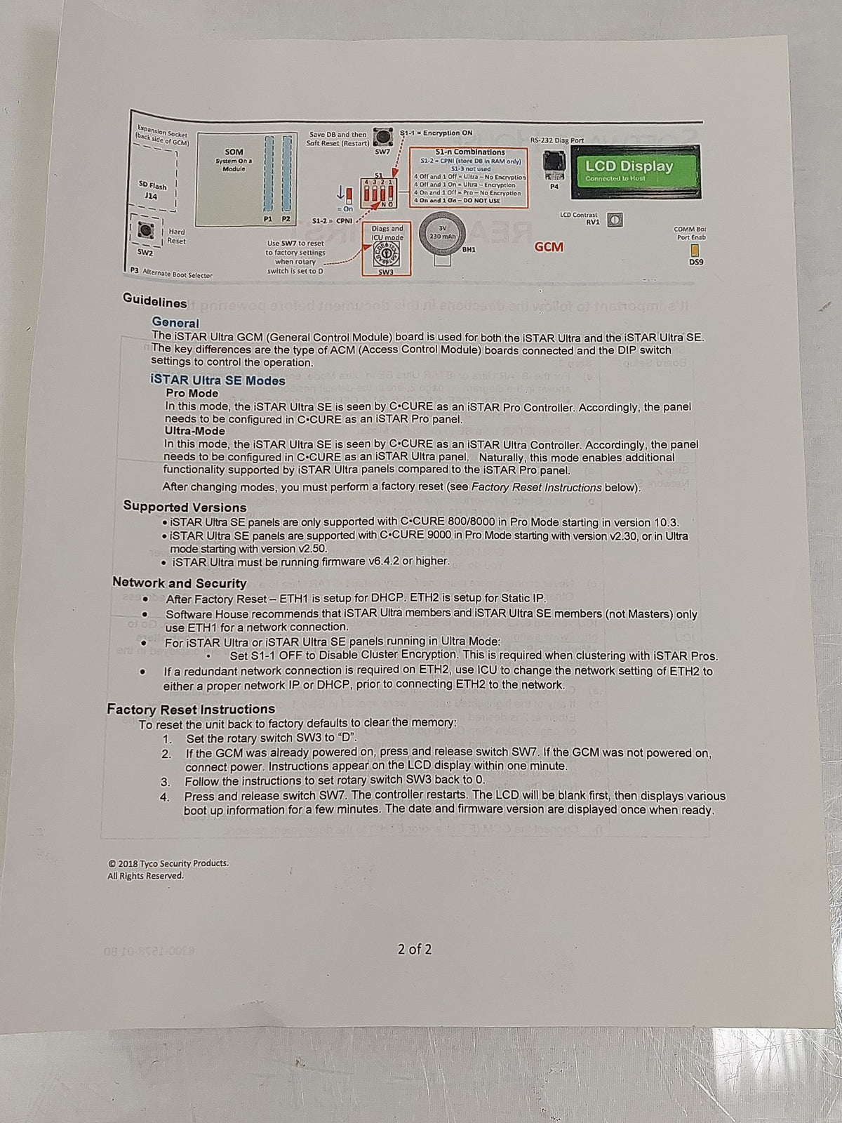 Software House iSTAR Ultra USTAR-GCM-2U 2U Rack Access Controller Tested