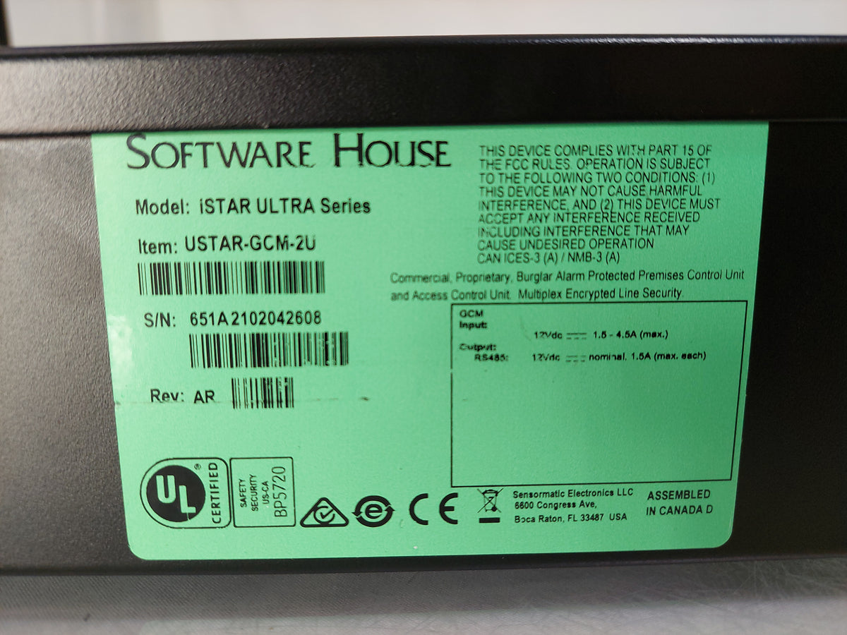 Software House iSTAR Ultra USTAR-GCM-2U 2U Rack Access Controller Tested