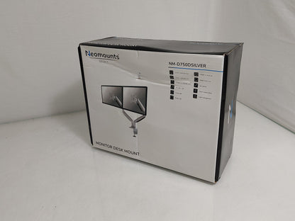 Neomounts NM-D750DSILVER Dual Monitor Gas Spring Desk Mount 10-32in Silver