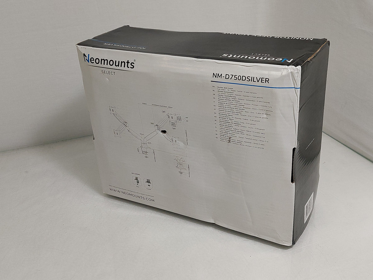 Neomounts NM-D750DSILVER Dual Monitor Gas Spring Desk Mount 10-32in Silver