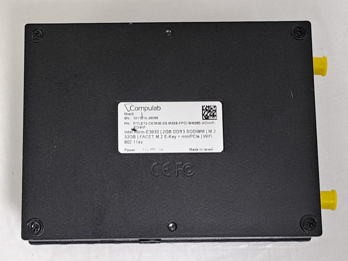 CompuLab fitlet2 E3930 Fanless Mini PC 2GB WiFi Dual LAN No SSD PSU OS