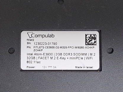 CompuLab fitlet2 E3930 Fanless Mini PC 2GB WiFi Dual LAN No SSD PSU OS