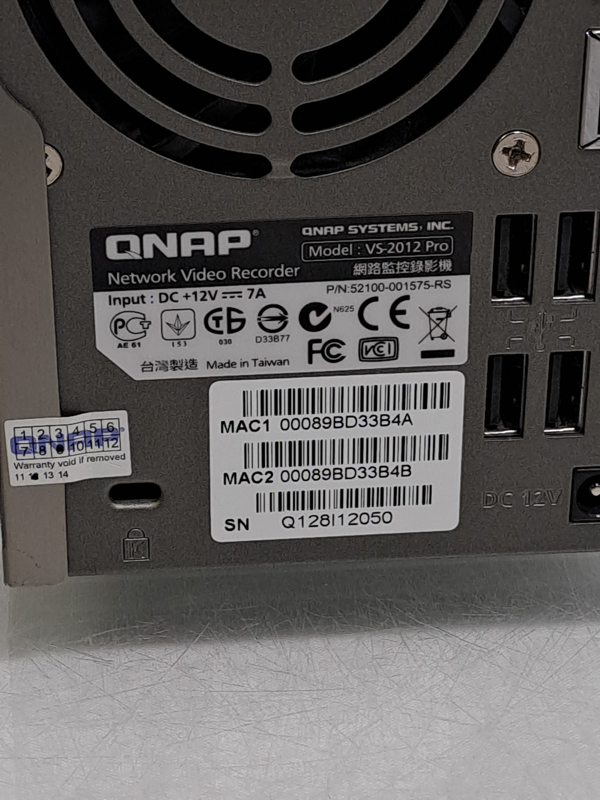 QNAP VioStor VS-2012 Pro 12CH 2-Bay IP NVR Network Recorder No PSU/HDD