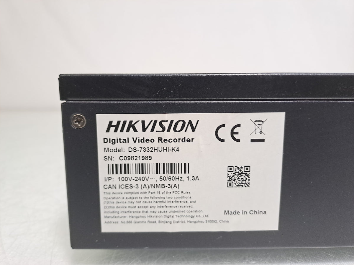 Hikvision DS-7332HUHI-K4 32CH 8MP 4K Turbo HD Hybrid DVR 4-Bay RAID
