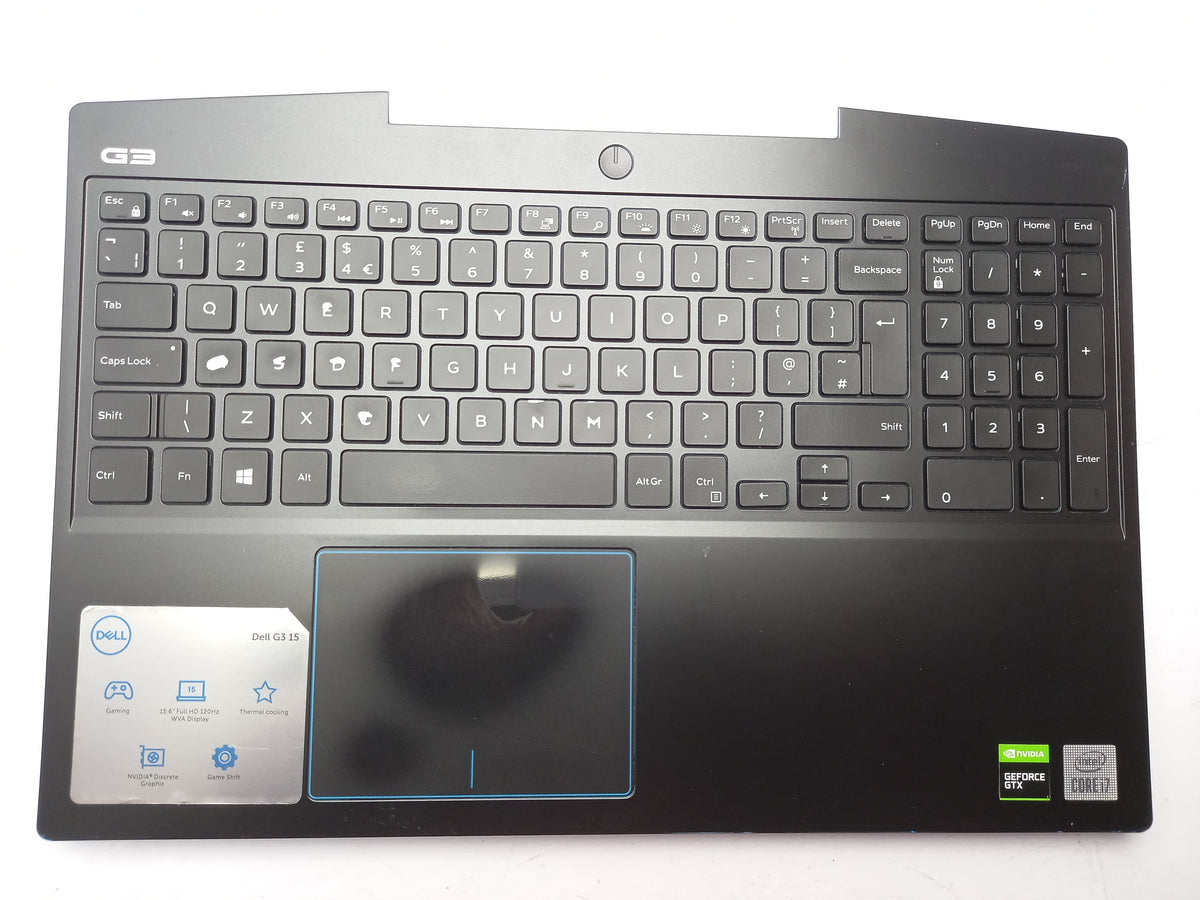 Dell G3 15 3500 80W Non-Bio UK Backlit Keyboard Palmrest 02DPKM