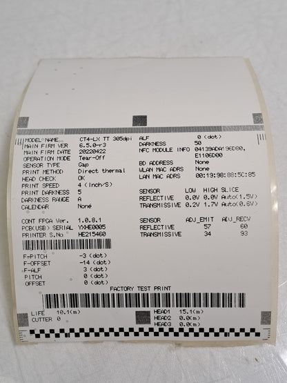 SATO CT4-LX-HC Healthcare Thermal Transfer Label Printer USB LAN NFC PSU