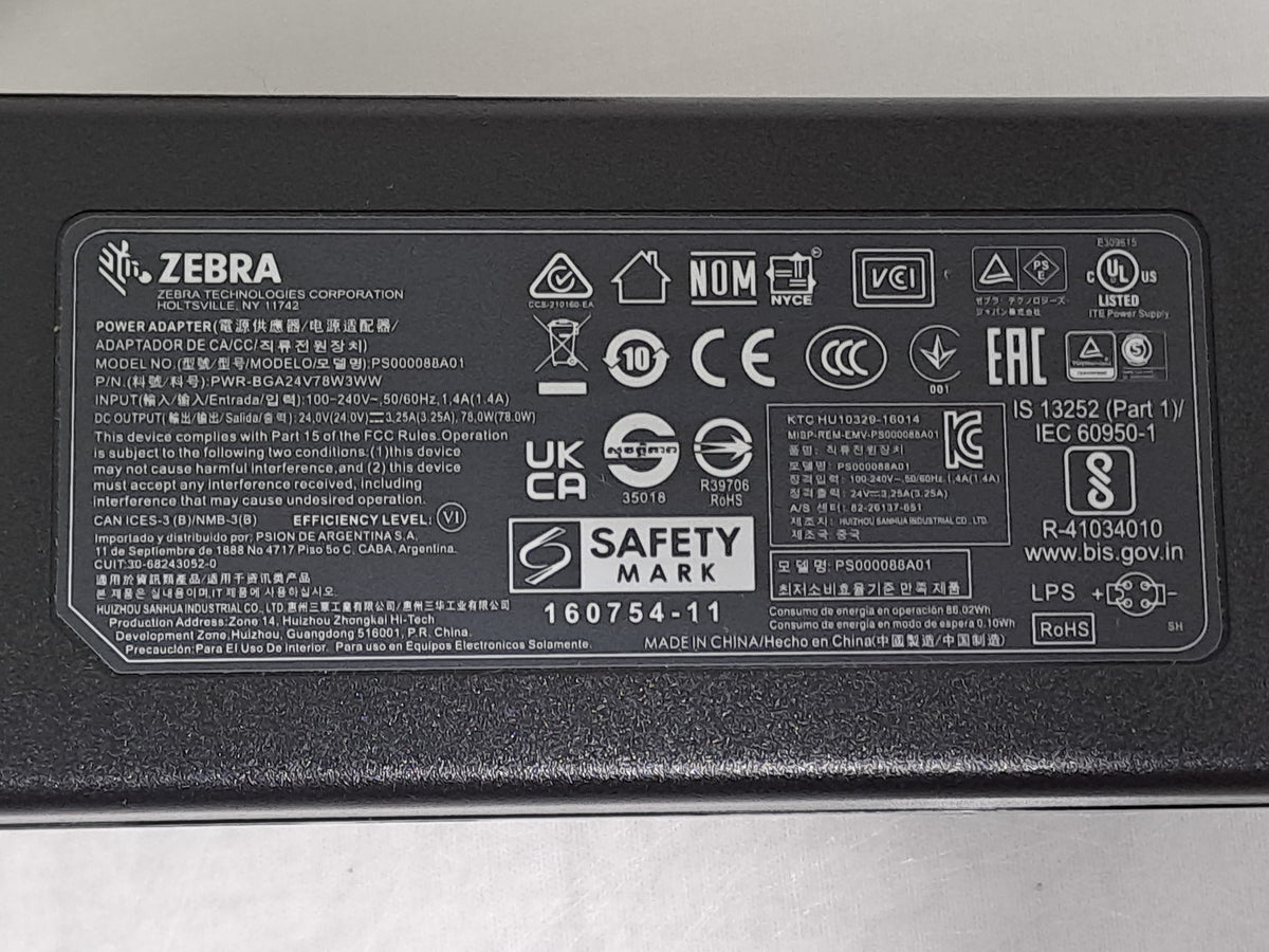 Zebra PWR-BGA24V78W3WW 24V 3.25A 78W AC/DC Power Supply FXR90 RFID