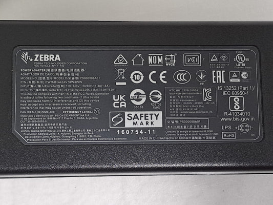 Zebra PWR-BGA24V78W3WW 24V 3.25A 78W AC/DC Power Supply FXR90 RFID