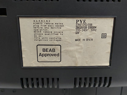 Pye 37KV1242/05B 14" Vintage CRT Colour Television RF Only Retro Gaming