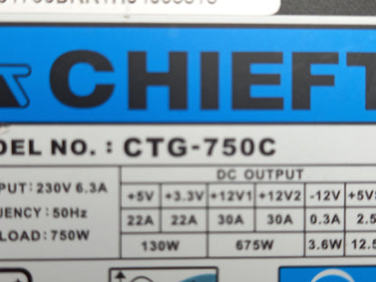 Chieftec CTG-750C 750W Semi-Modular ATX PC Power Supply PSU PCIe SATA