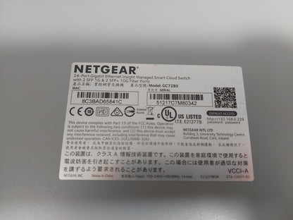NETGEAR GC728X 28-Port Managed Smart Cloud Switch 24x GbE 2x SFP 2x 10G SFP+