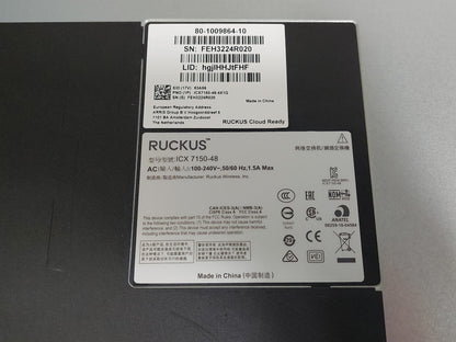 Ruckus ICX7150-48-4X1G 48-Port Gigabit L3 Managed Stackable 4x 1G SFP Switch