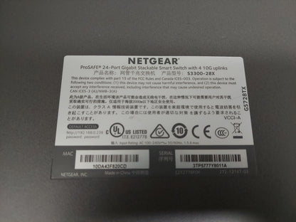 NETGEAR ProSAFE S3300-28X GS728TX 24-Port Gigabit 4x10G Stackable Managed Switch