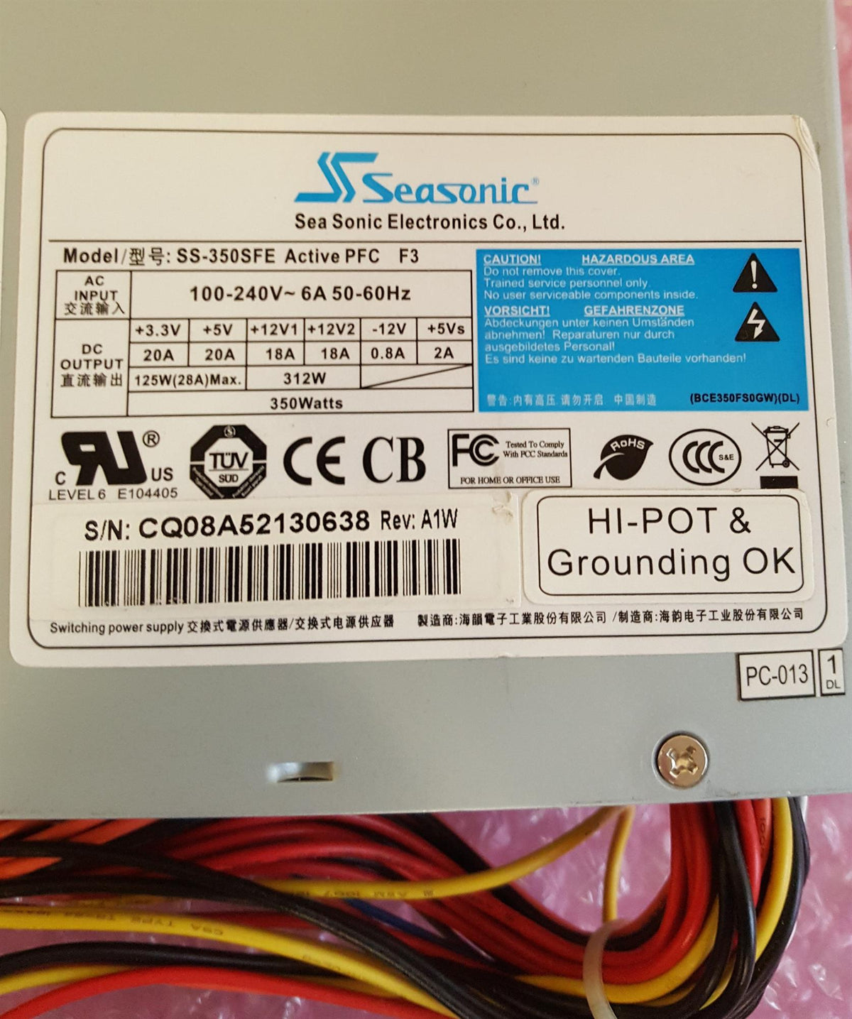 SeaSonic SS-350SFE 350W Desktop PSU SFX Power Supply Unit