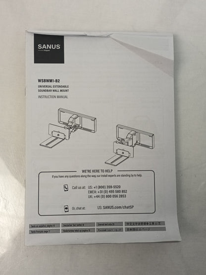 Sanus Universal Extendable Soundbar Wall Mount WSBWM1-B2